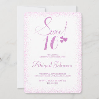 Rosa Rosa Elegante Girls Sweet 16 Birthday Einladung