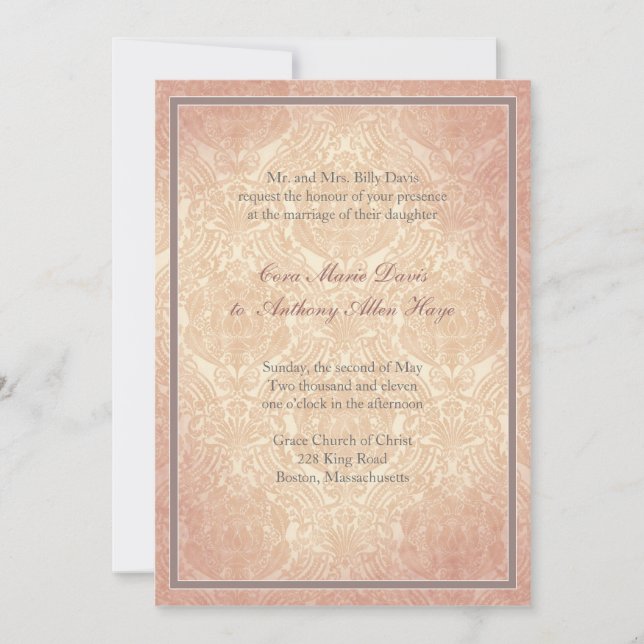Rosa rosa elegante Hochzeitseinladung Einladung (Vorderseite)