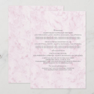 Rosa Rosa Elegante Marmorhochzeiten Informationen Einladung