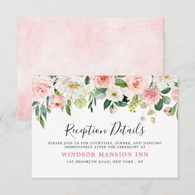 Rosa Rosa Florals Einzelheiten zum botanischen Emp Einladung (Vorne/Hinten)