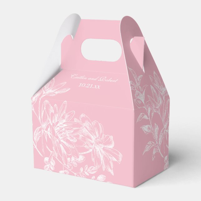 Rosa Rosa Gastgeschenk Hochzeit mit Blumen Geschenkschachtel (Vorderseite)