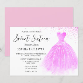 Rosa Rosa Glitzer Gown Sweet 16 Party Einladung