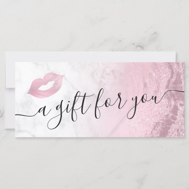 Rosa Rosa Glitzer Lippen Marmor Makeup Künstler (Vorderseite)