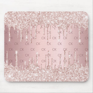 Rosa Rosa-Glitzer-Monogramm-Initialen Mousepad