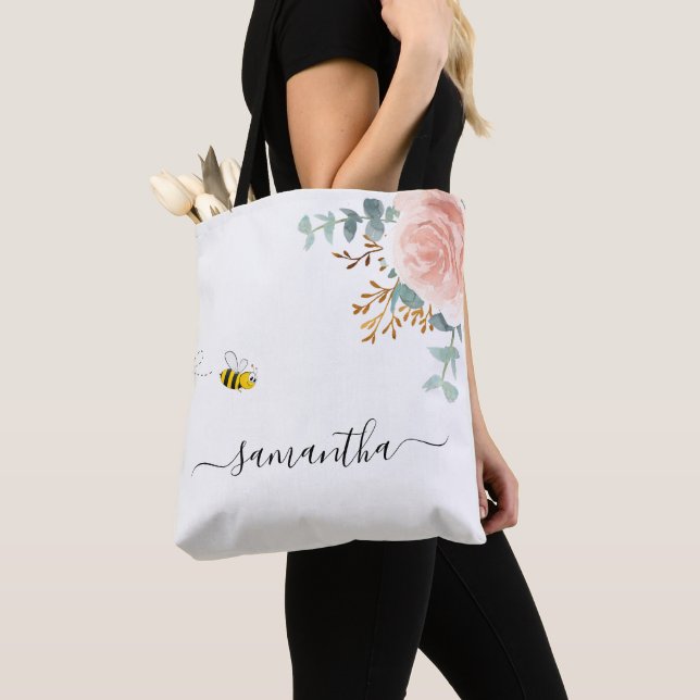 Rosa-Rosa-Goldblätterschrift Tasche (Von Nahem)