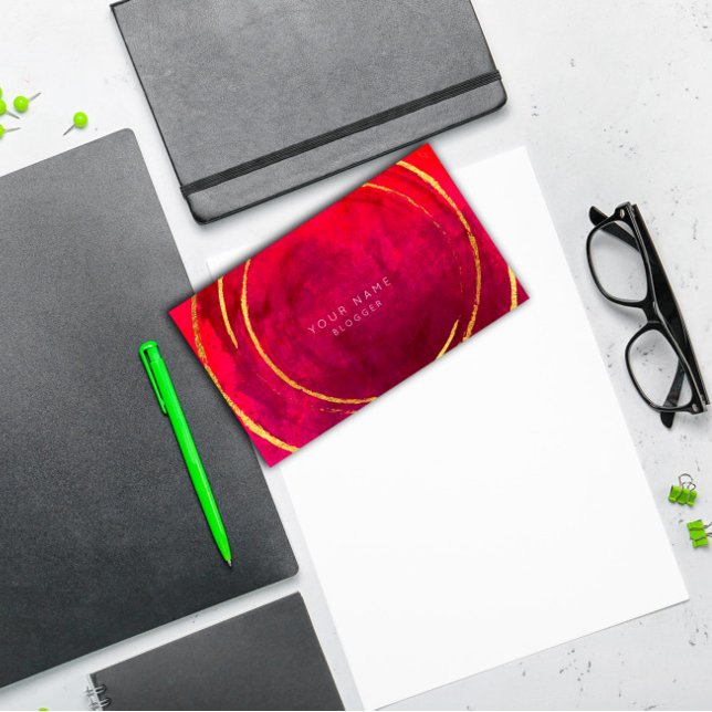 Rosa rosa Golden Foil Circles Visitenkarte (Von Creator hochgeladen)