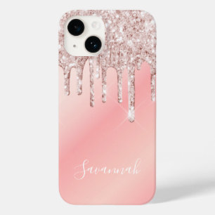 Rosa Rosa Goldname Tropfen Case-Mate iPhone 14 Hülle