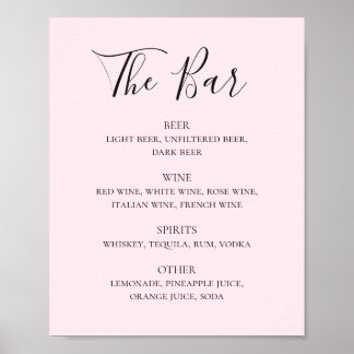 Rosa-Rosa-Hochzeitsgetränke-Bar Poster