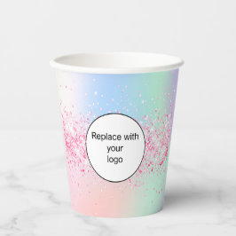 Rosa, rosa, holografisches Firmenlogo Pappbecher