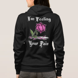 Rosa Rosa in Verzweiflung Weißer Text vorne und hi Hoodie