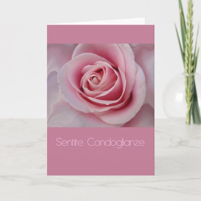 Rosa Rosa Italienische Beileid Karte (Vorderseite)