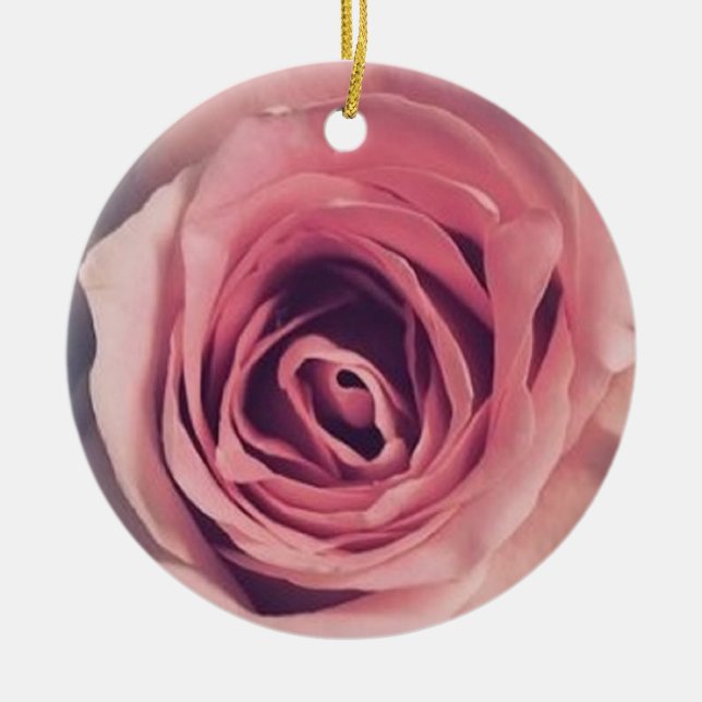 Rosa Rosa Keramik Ornament (Vorne)
