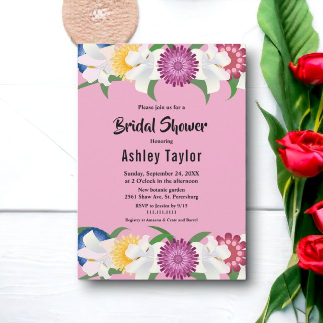 Rosa Rosa Land Modernes Brautparty Einladung (Von Creator hochgeladen)