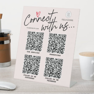 Rosa Rosa Logo "Modernes Logo" QR Kodex Sozialmedi Sockelschild