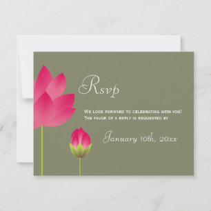 Rosa Rosa Lotus Blume grün Hochzeit Rsvp Reaktion Einladung