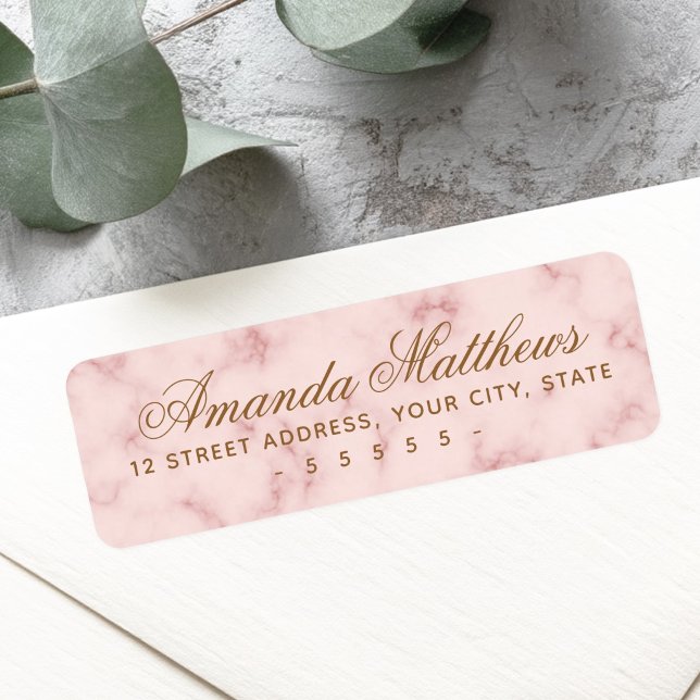 Rosa-Rosa-Marmorkalligraphie-Script-Adresse (Blush pink marble calligraphy script address label)