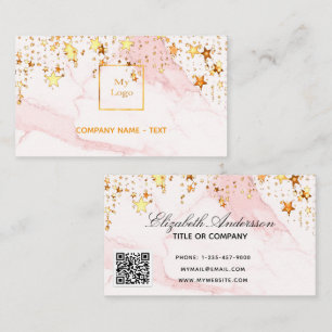 Rosa Rosa Marmorsterne Logo elegant QR-Code Visitenkarte