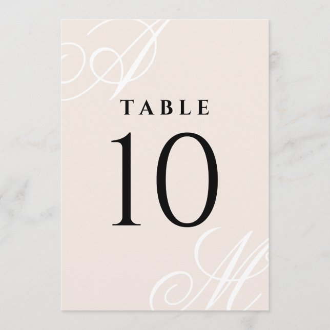 Rosa Rosa Minimal elegant Monogramm-Tischnummern (Vorderseite)