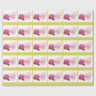 Rosa rosa mit Text Geschenkpapier