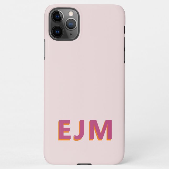 Rosa Rosa Modernes Monogramm Elegant iPhone Hülle (Rückseite)