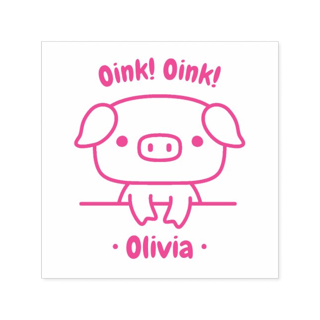 Rosa Rosa, Niedliches kleines Schwein, Mädchenname Permastempel (Design)