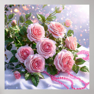 🌸Rosa rosa-pink Wandkunst für romantische Heimdek Poster
