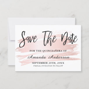 Rosa Rosa Pinselstriche für Quinceanera Save The Date