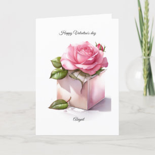 Rosa Rosa Ringbox Valentine Tageskarte für sie Feiertagskarte