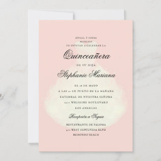 Rosa Rosa Romantisches Kleid Quinceañera Einladung