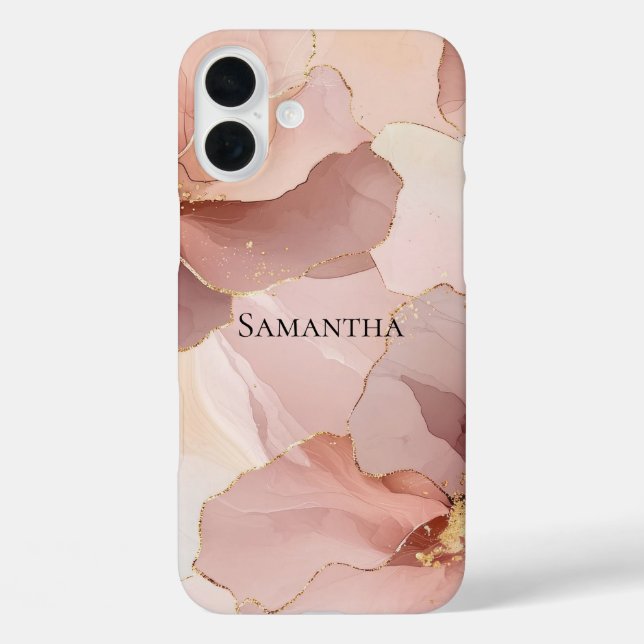 Rosa Rosa Rosa Bloral iPhone 16 Plus Hülle (Rückseite)