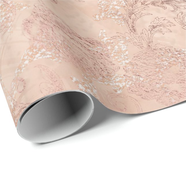Rosa Rosa Rosa Blütenpfirsichfarben Rose Lux Geschenkpapier (Rolleneckpunkt)