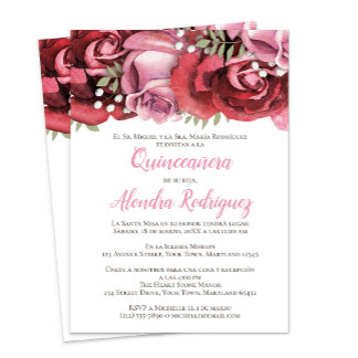 Rosa Rosa (Rosa) Einladung zur Quinceañera