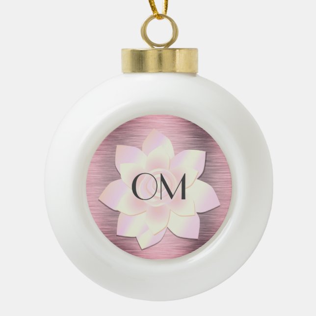 Rosa Rosa Rosa Elegante Lotus OM Keramik Kugel-Ornament (Vorderseite)
