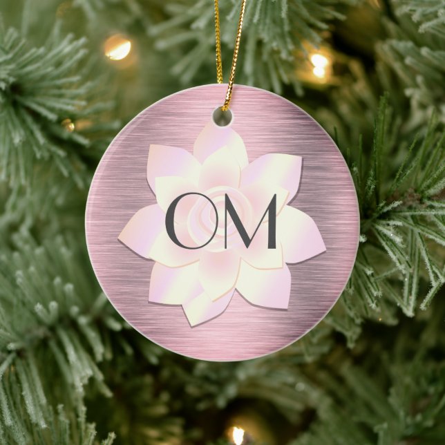 Rosa Rosa Rosa Elegante Lotus OM Keramik Ornament (Baum)