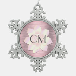 Rosa Rosa Rosa Elegante Lotus OM Schneeflocken Zinn-Ornament