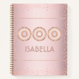 Rosa Rosa Rosa Glitzer Donuts Name modern mädchenh Notizbuch