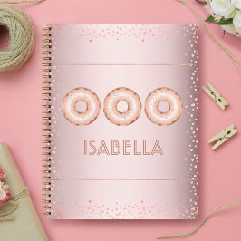 Rosa Rosa Rosa Glitzer Donuts Name modern mädchenh Notizbuch