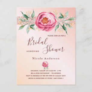 Rosa Rosa-Rosa-Goldflorchen Brautparty Postkarte