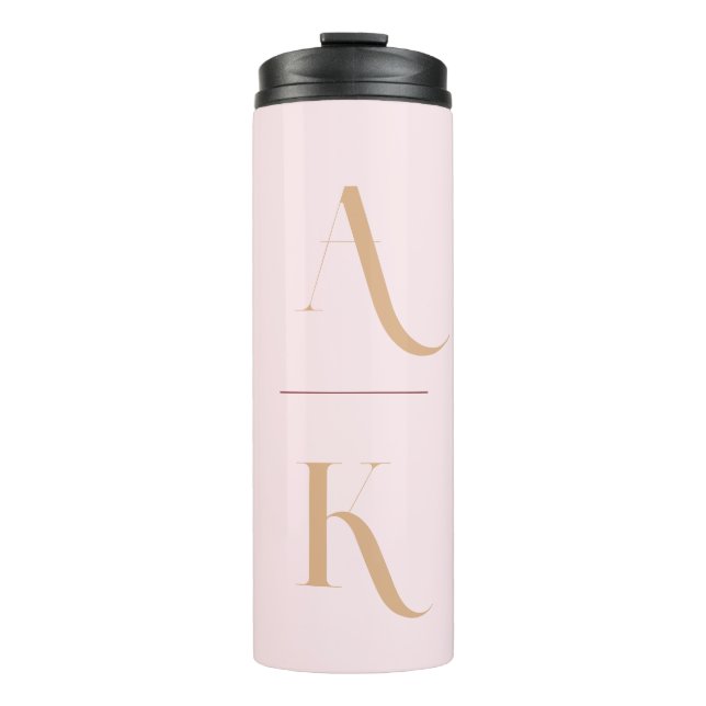 Rosa Rosa Rosa-Reisen mit elegantem Monogramm Thermosbecher (Vorderseite)