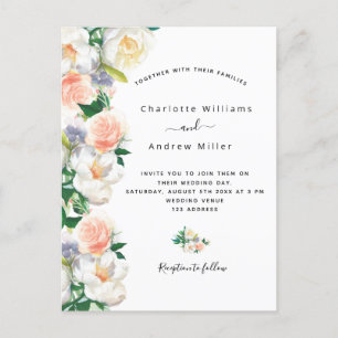 Rosa Rosa Rosa Rosengoldblüten Weiße Hochzeit Postkarte