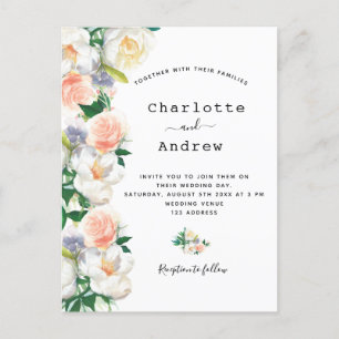 Rosa Rosa Rosa Rosengoldblüten Weiße Hochzeit Postkarte
