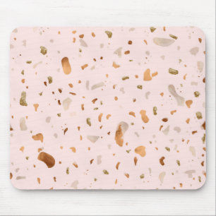 Rosa Rosa Rosa Terrazzo mit goldfarbenen Kupfer-Sp Mousepad