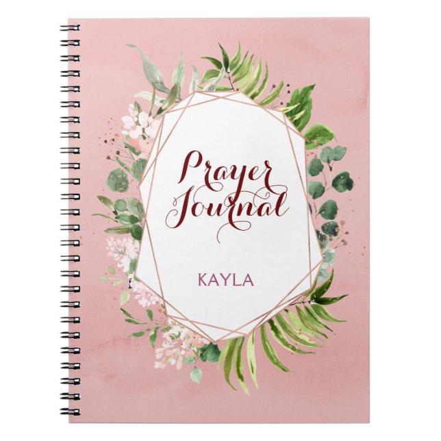 Rosa Rosa Rose Gold Floral Name Gebet-Journal Notizblock (Vorderseite)