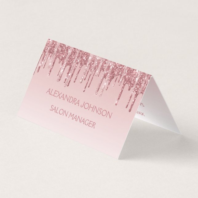 Rosa Rosa - Rose Gold Glitzer und Sparkor Visitenkarten (Vorderseite)