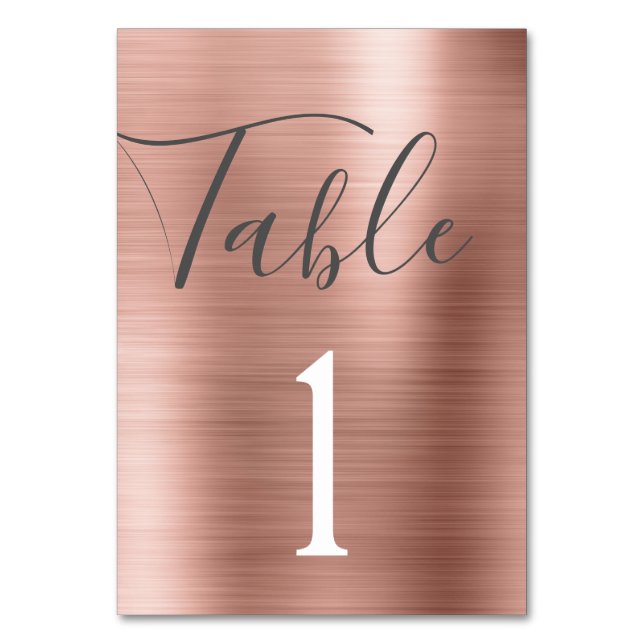 Rosa Rosa - Rose Gold Metallische Tischnummer (Vorderseite)