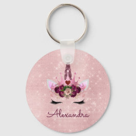 Rosa Rosa - Rose Gold Princess Unicoron Monogramm Schlüsselanhänger
