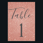 Rosa Rosa - Rose Gold Sparkline Tischnummer<br><div class="desc">Blush Pink - Rose Gold Sparkle und Glitzer Script Moderne und Elegante Tischnummer . Die Tischnummer kann auf dieser staubigen rosa Girly-Karte aktualisiert und geändert werden.</div>