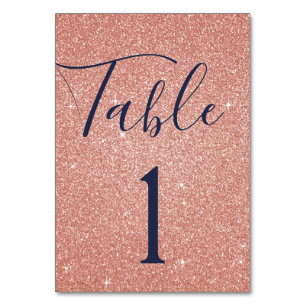 Rosa Rosa - Rose Gold Sparkline Tischnummer