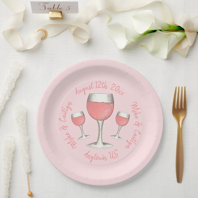 Rosa Rosa Rose Rosé Brautparty Pappteller (Hochzeit)