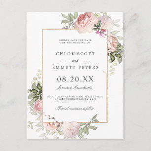 Rosa Rosa Rose Save the Date blühen Postkarte